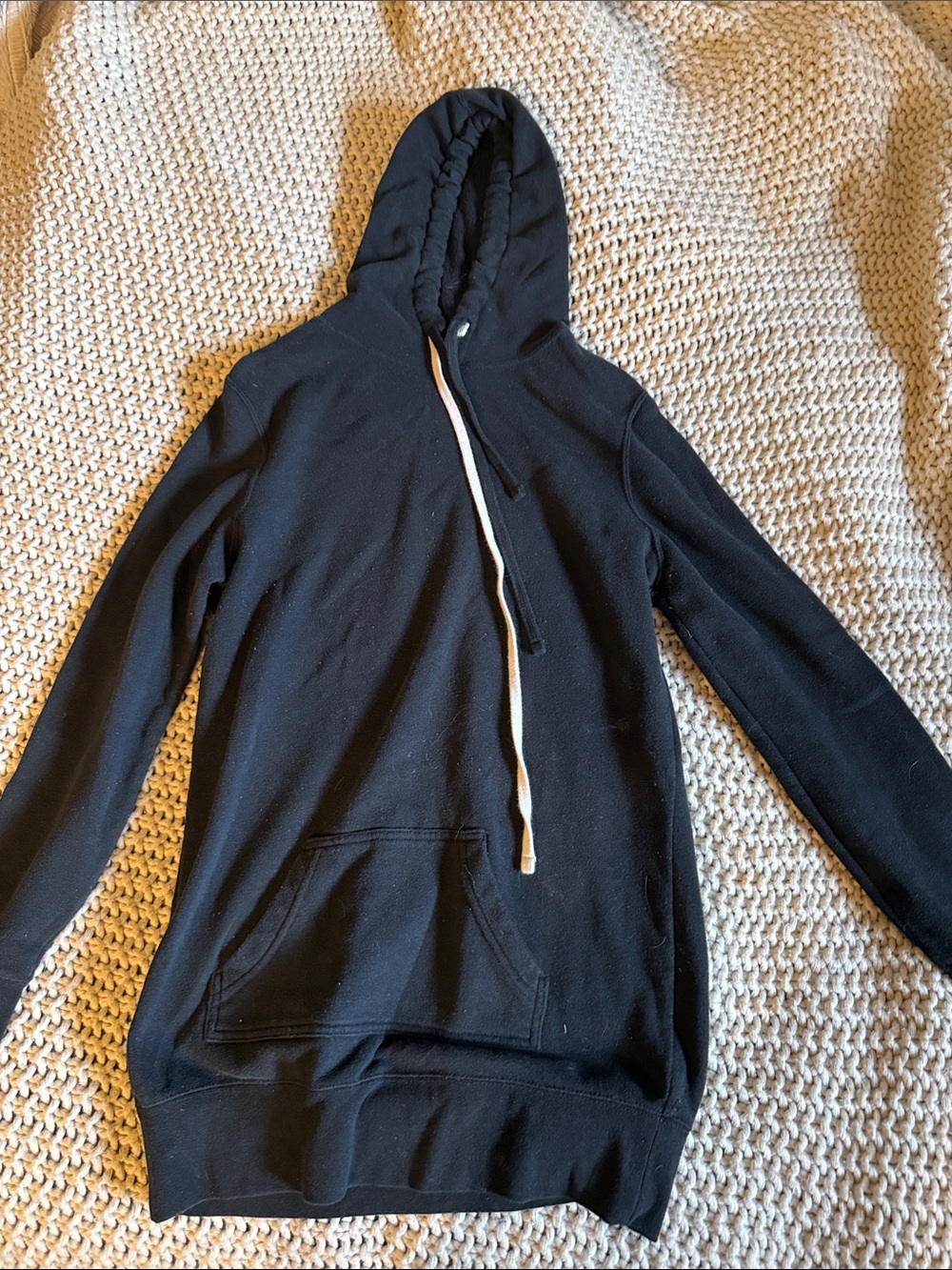 Men's Black Hooded Pullover Sweater with Kangaroo Pocket
